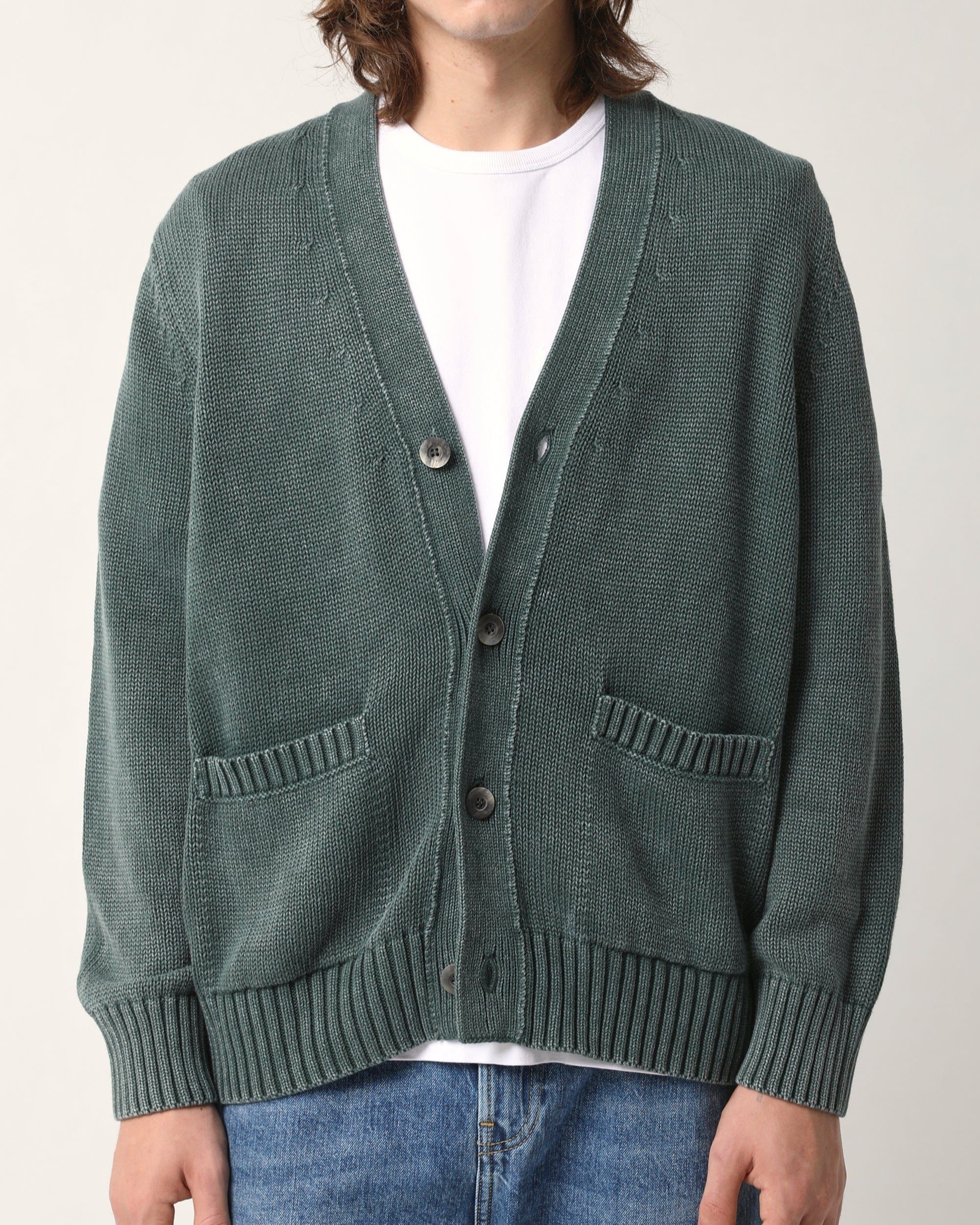 Acid Wash Cardigan - Green - Image 3