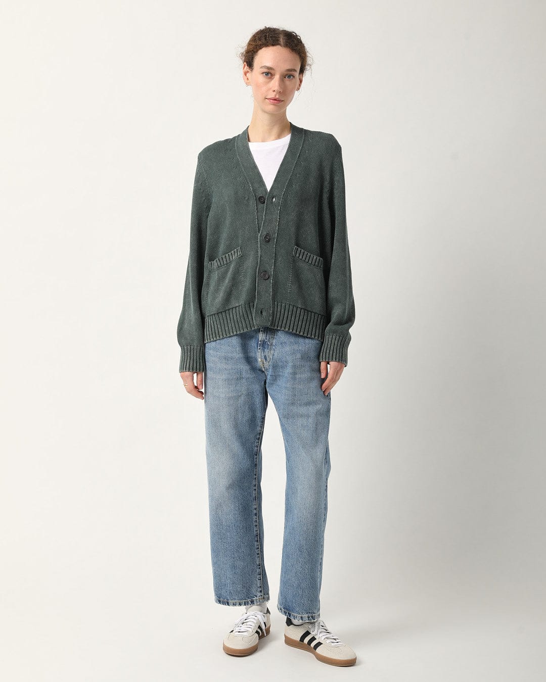 Acid Wash Cardigan - Green - Image 5