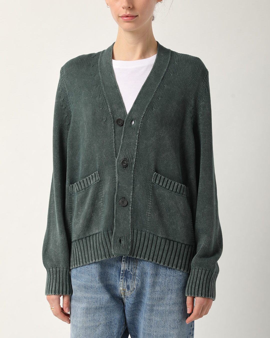 Acid Wash Cardigan - Green - Image 6
