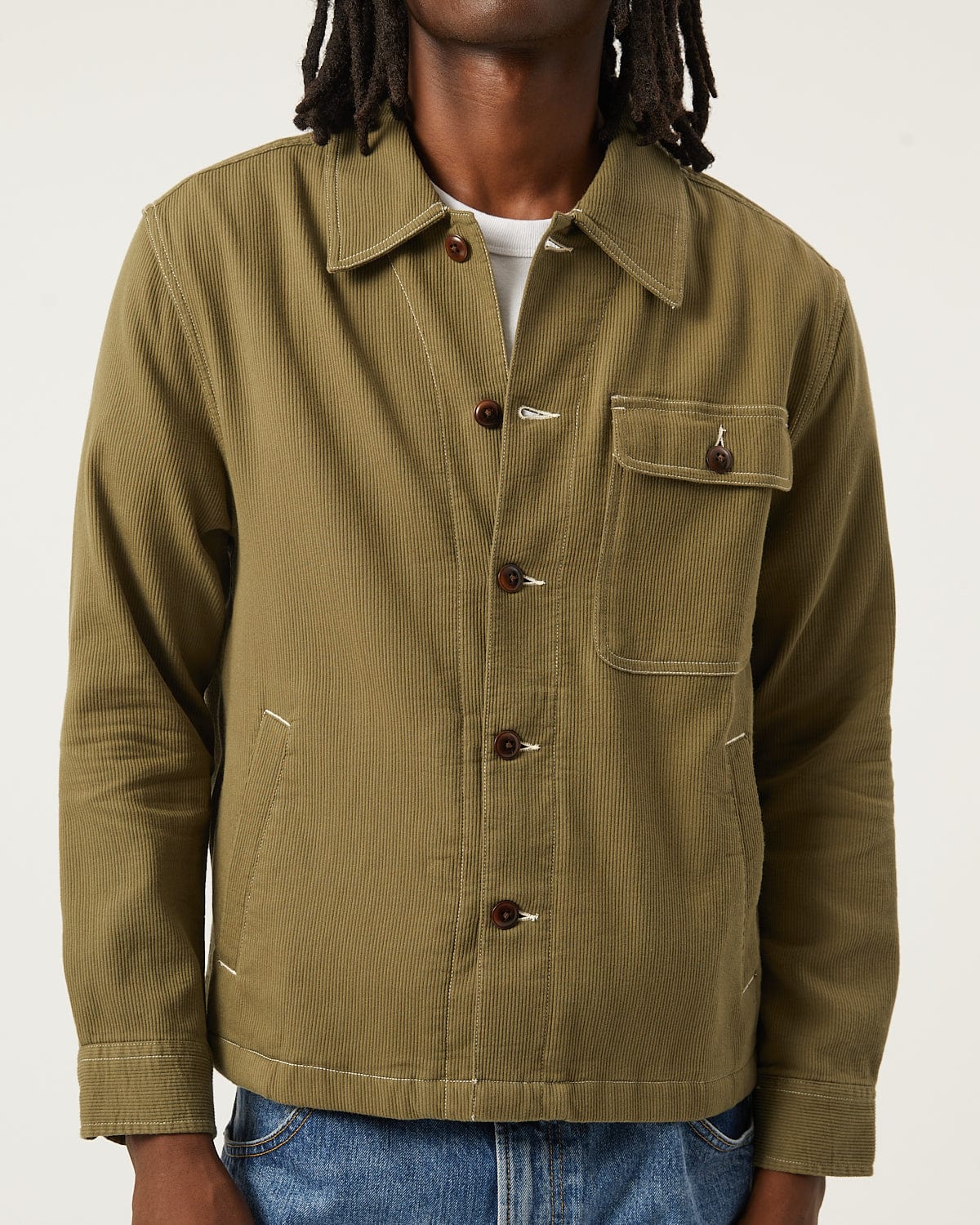 Bedford Cord Military Jacket - Olive - Image 3