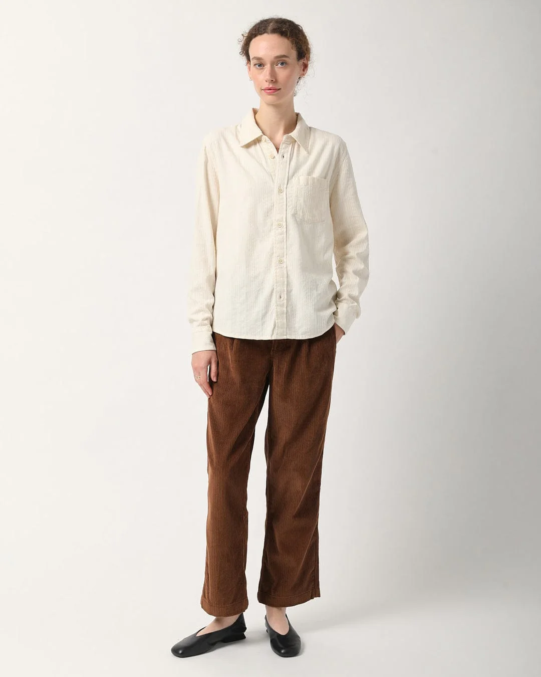 Cord Pleated Trouser - Brown - Image 6