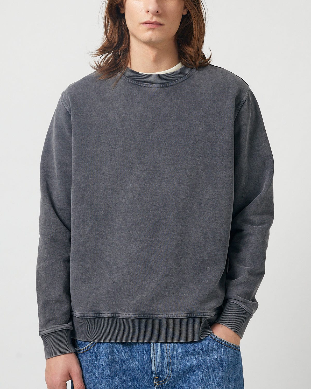 French Terry Crewneck - Washed Black - Image 3