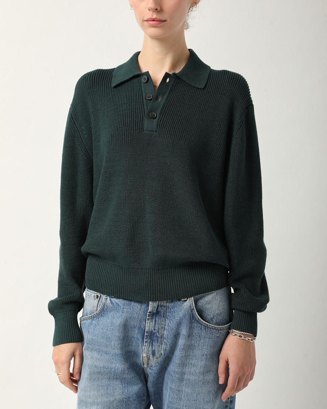 LS Slouchy Polo - Green - Image 6