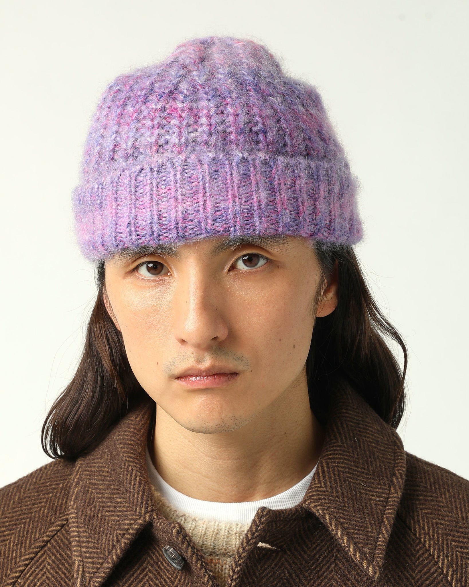Space Dye Mohair Beanie - Purple - Image 3