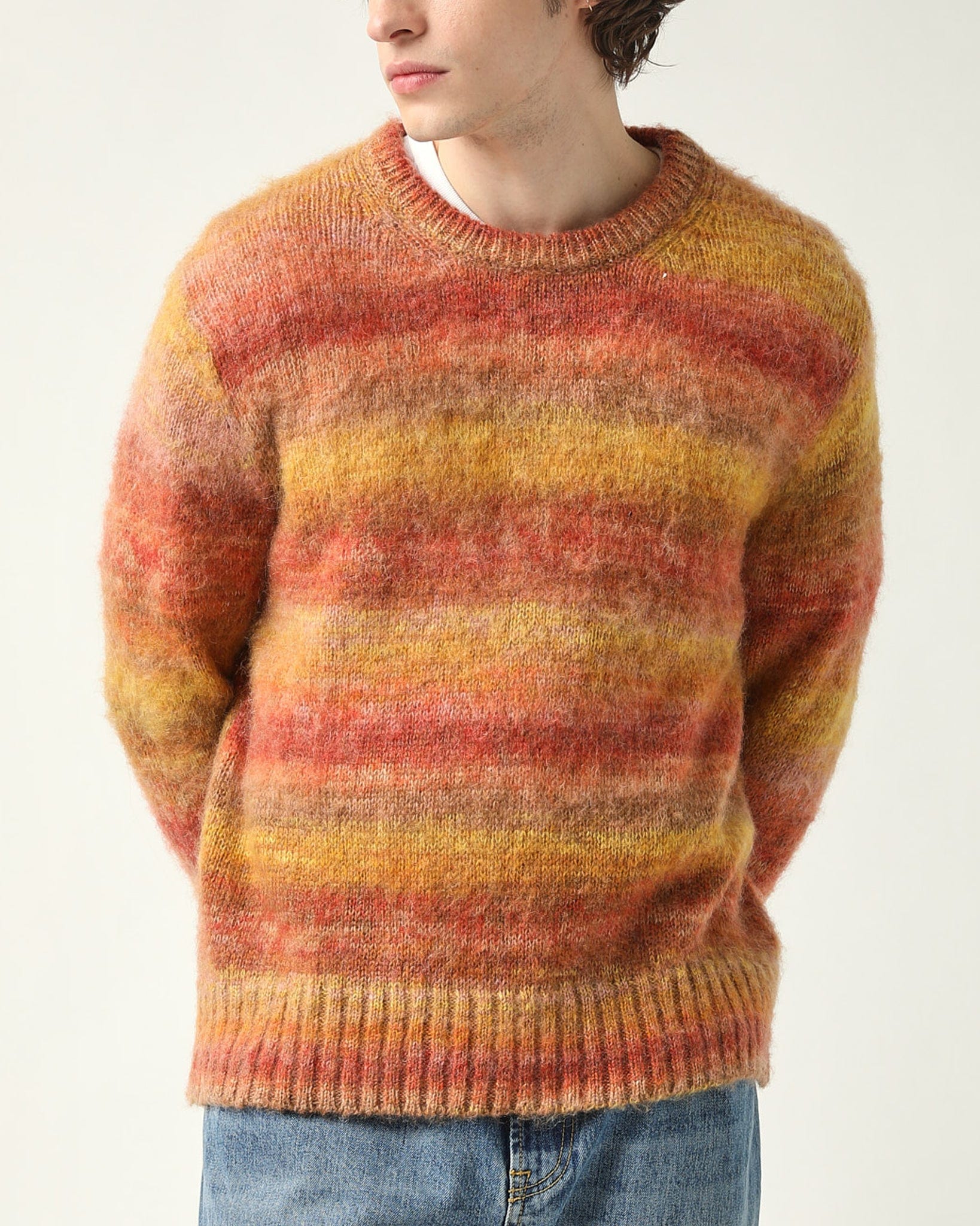Space Dye Mohair Crewneck - Orange - Image 3