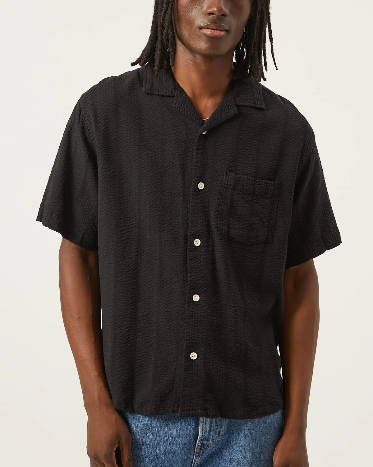 Striped Seersucker SS - Black - Image 3