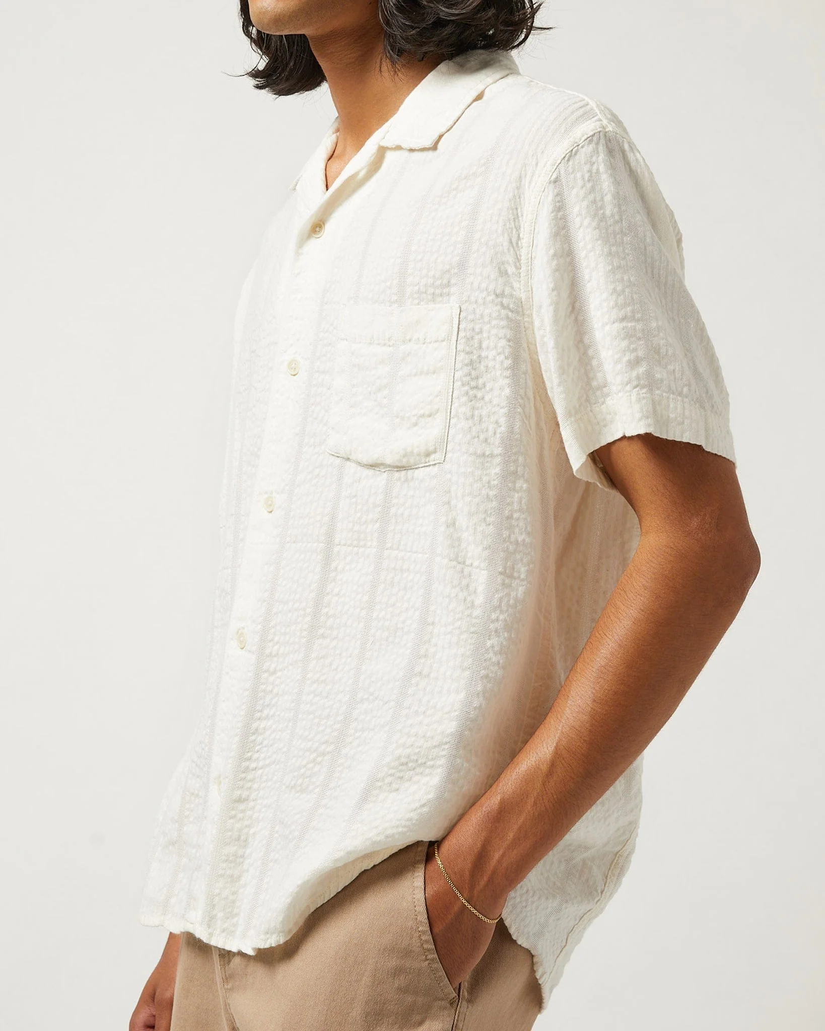 Striped Seersucker SS - White - Image 4