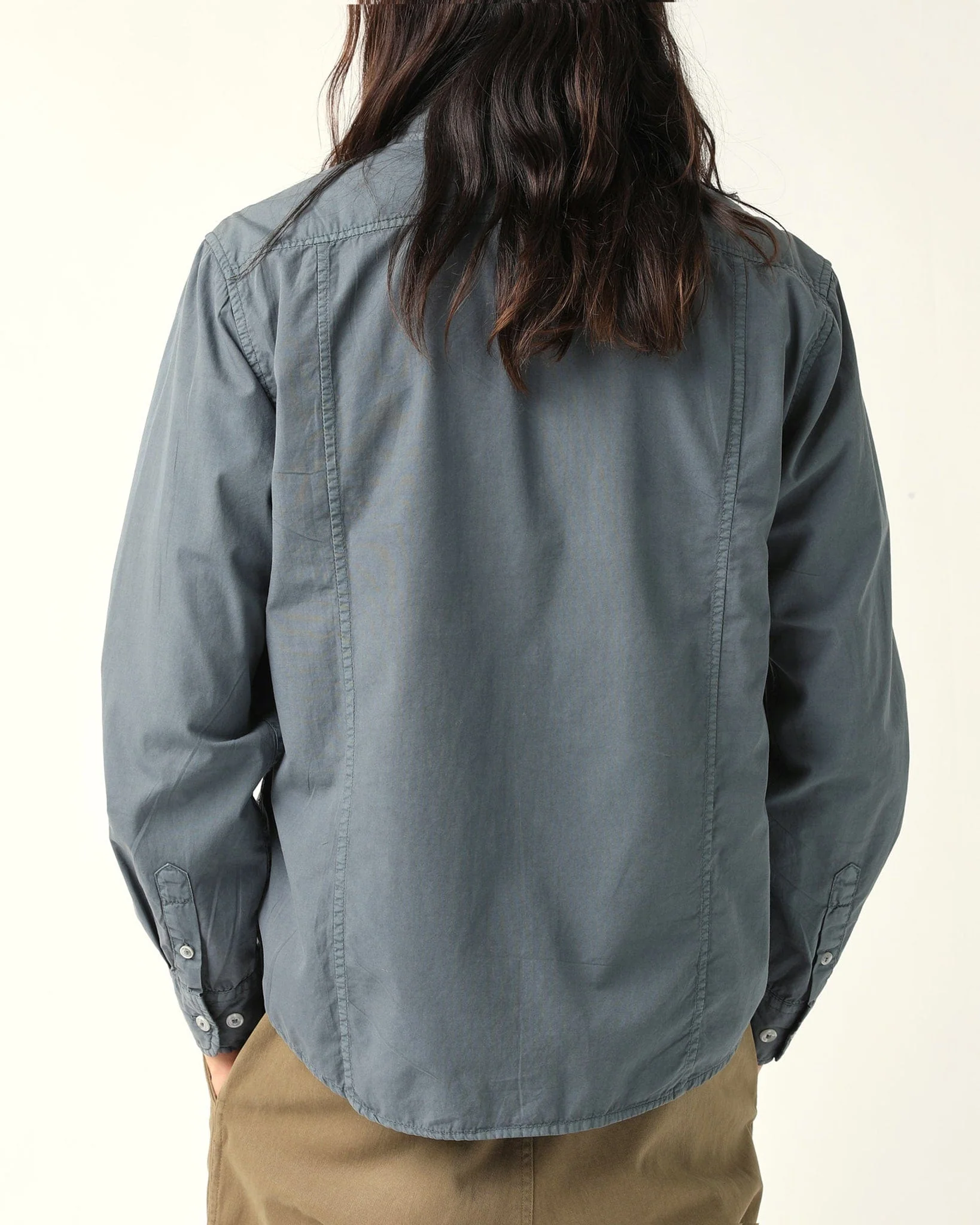 Washed Poplin LS - Grey - Image 4