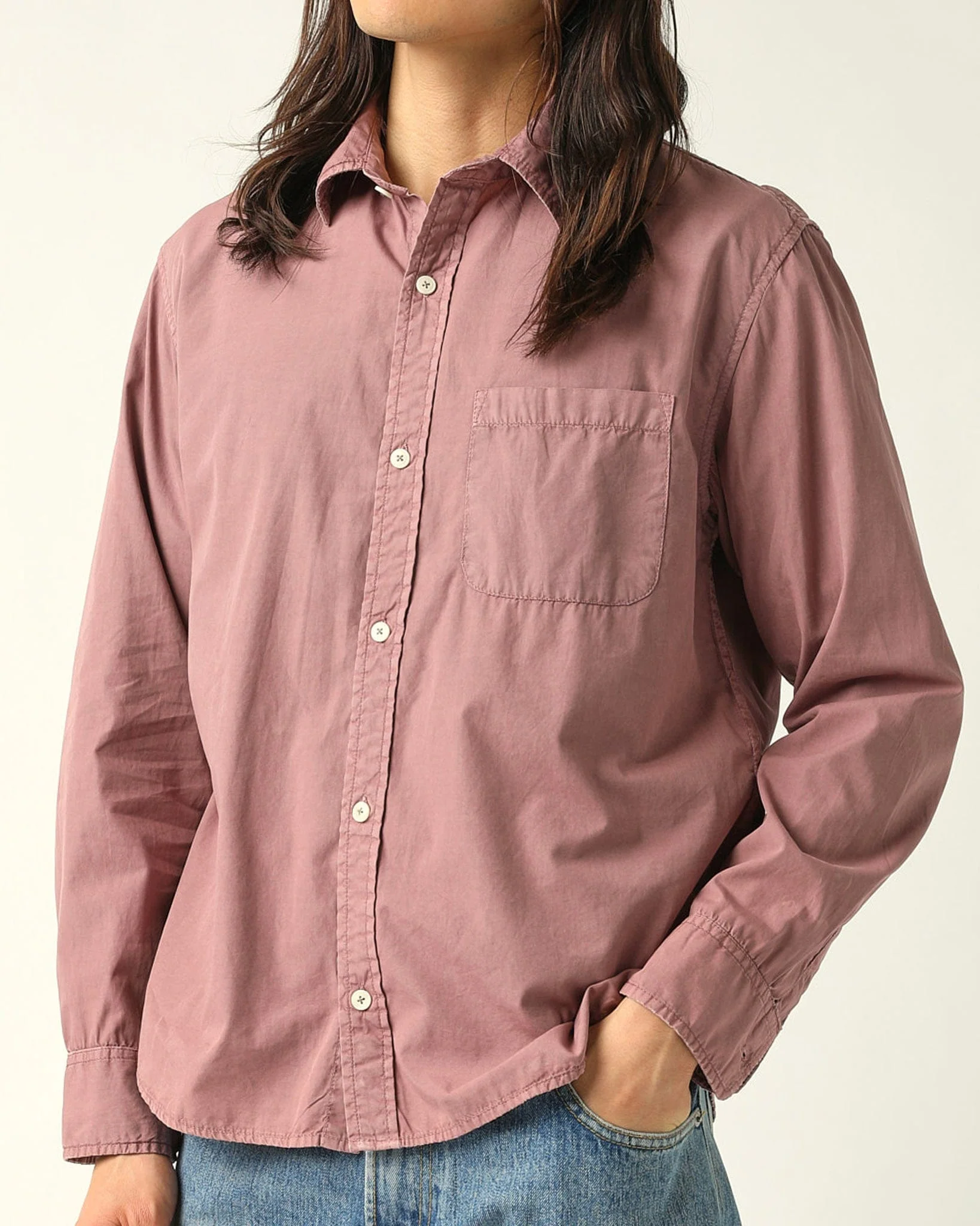 Washed Poplin LS - Purple - Image 3